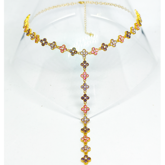 Collier TELMA gold/rose et violet