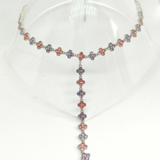 Collier TELMA sylver/ rose & lilas