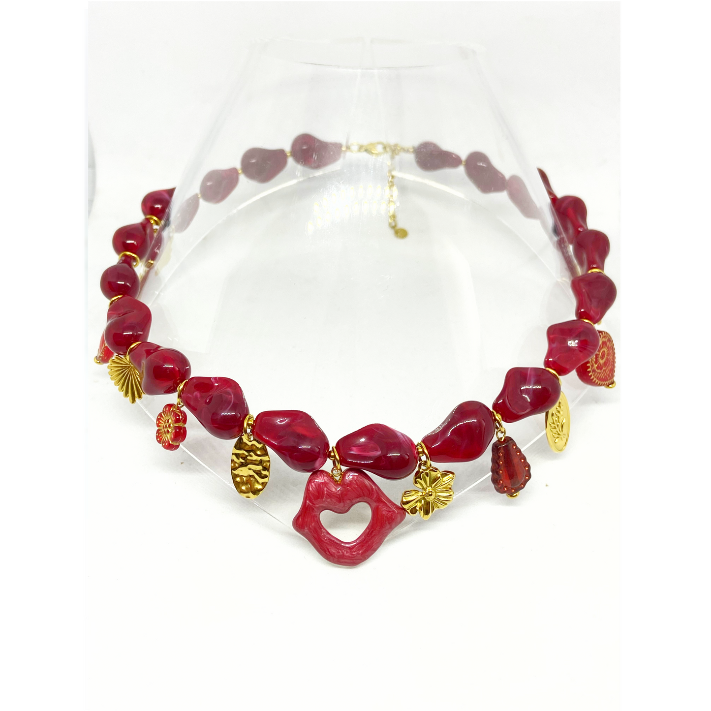 Collier YSALINE gold/bordeaux