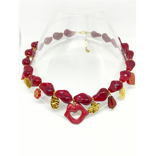 Collier YSALINE gold/bordeaux