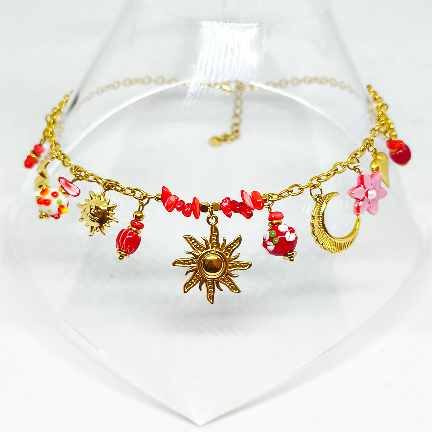 Collier YUNA gold/rouge