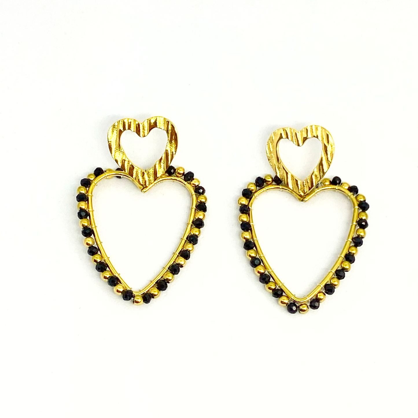 Boucles d'oreilles GAÉTANE gold et black