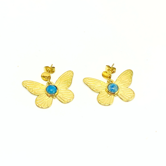 Boucles d'oreilles LEXIE gold/bleue