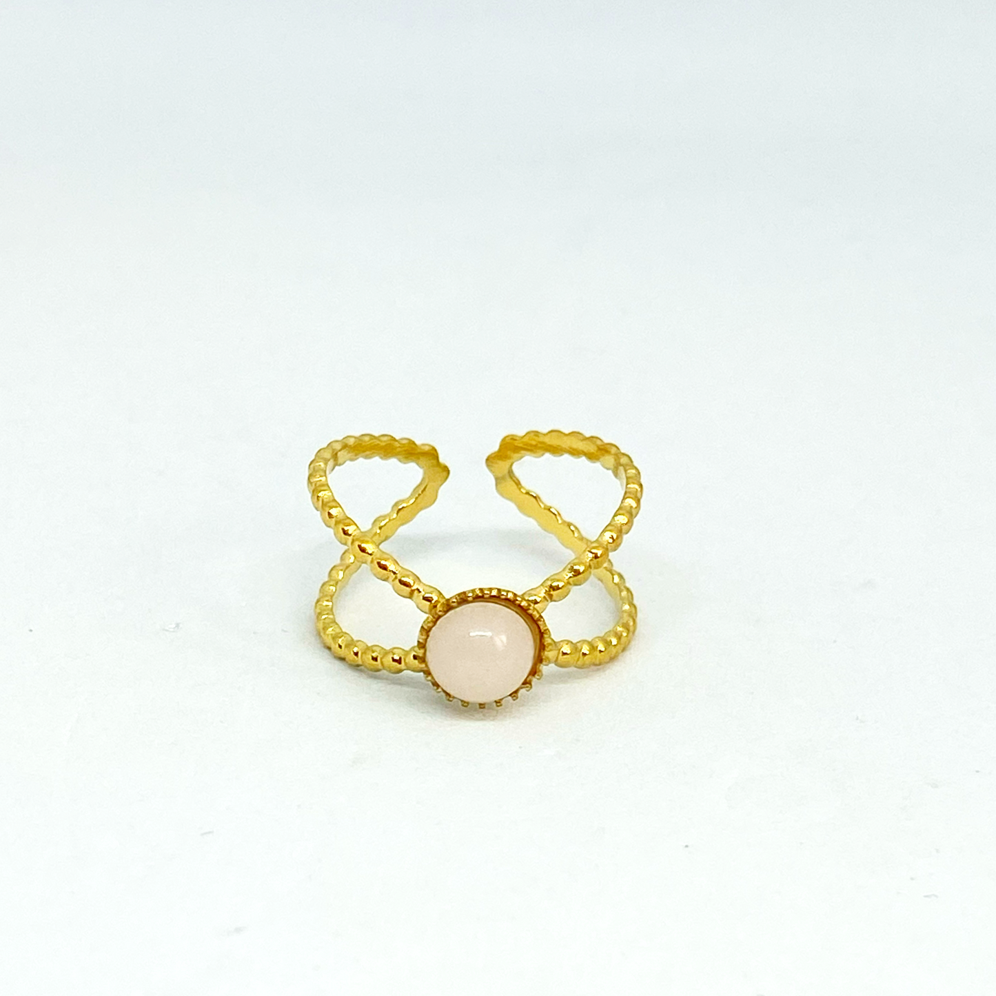 Bague PERRINE gold et quartz rose