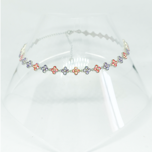 Collier MELANIA sylver/lilas rose