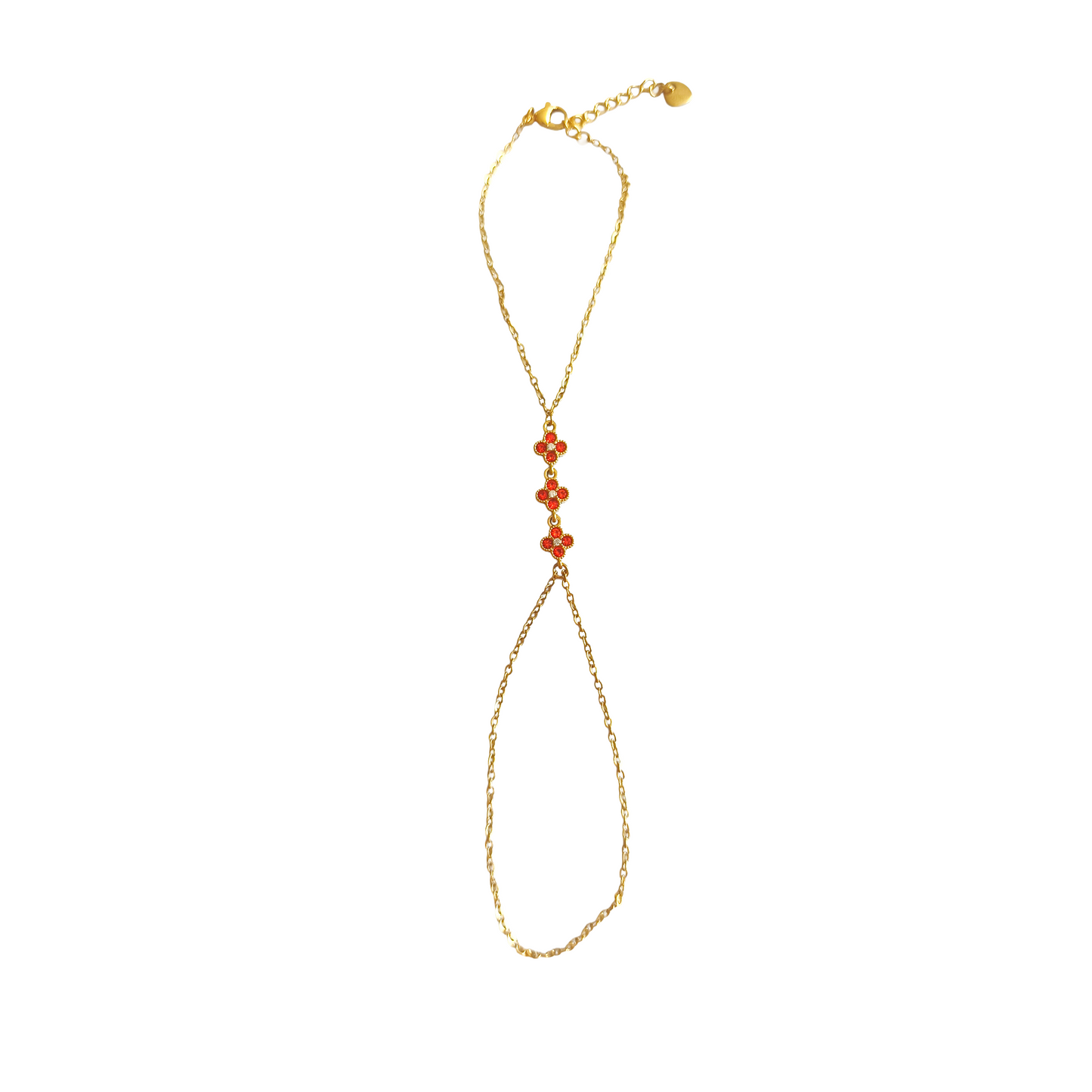 Chaine de main RITA gold/rouge orangé