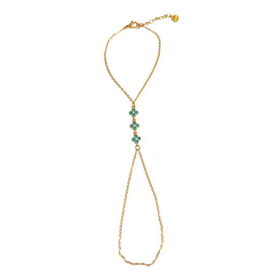 Chaine de main RITA gold/bleu clair