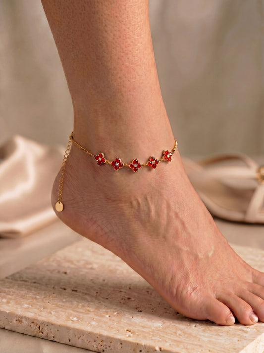 Bracelet de cheville LÉA gold/rouge