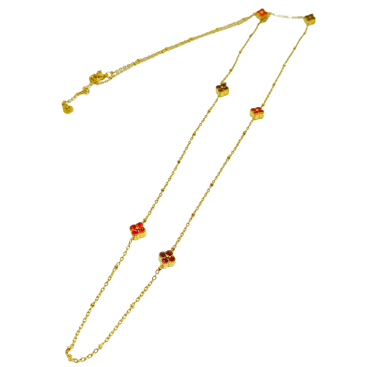Collier sautoir JULIETTE gold/multirouge