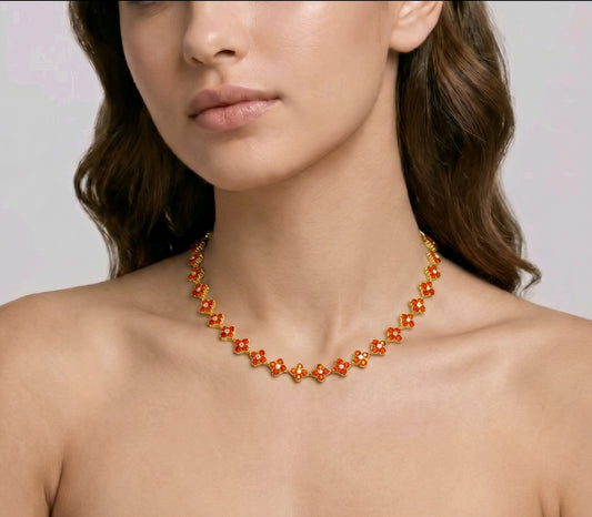 Collier MELANIA gold/rouge orangé