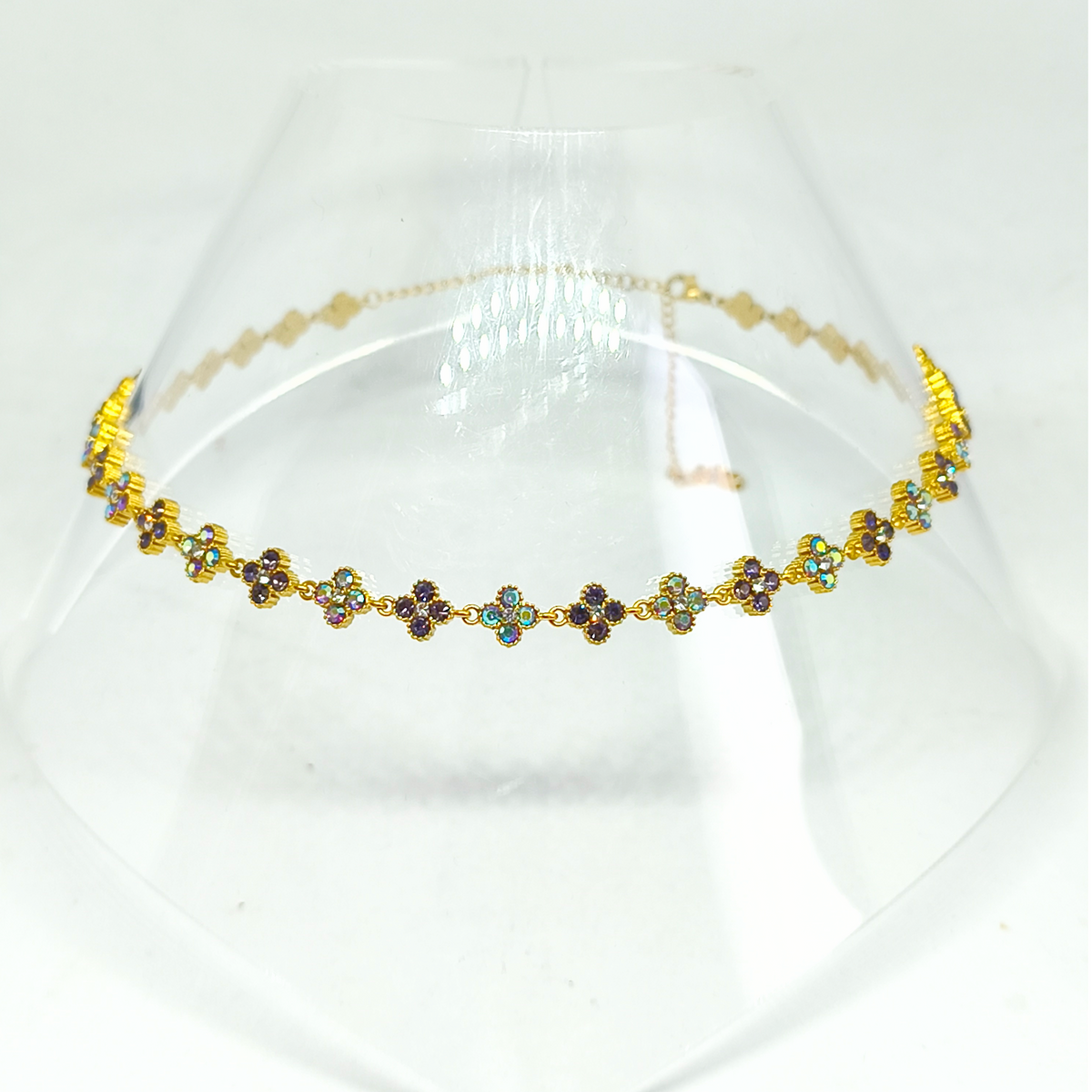 Collier MELANIA gold/ violet & miroir