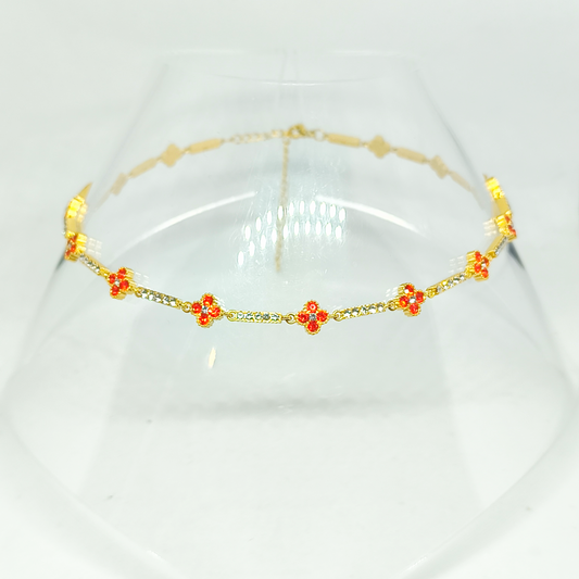Collier MALOU gold/ rouge orangé