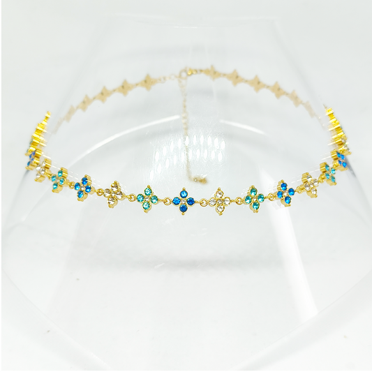 Collier ALICIA gold/bleu océan