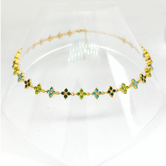 Collier ALICIA gold/ vert et bleu
