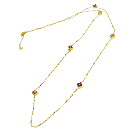 Collier sautoir JULIETTE gold/multirose
