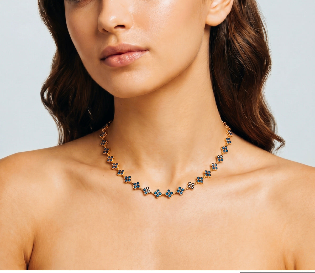 Collier MELANIA gold/bleu electrique