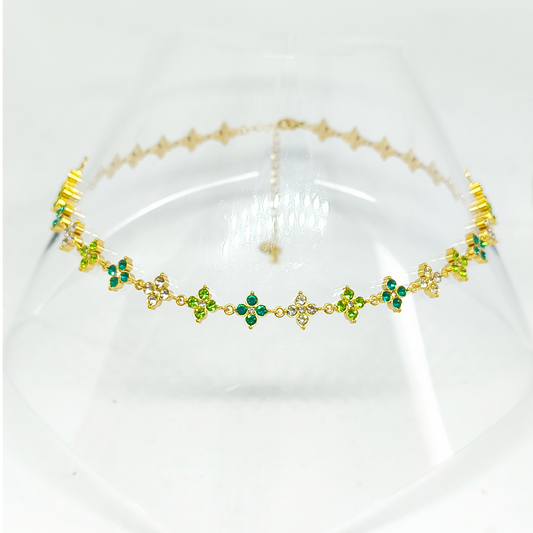 Collier ALICIA gold/vert et blanc