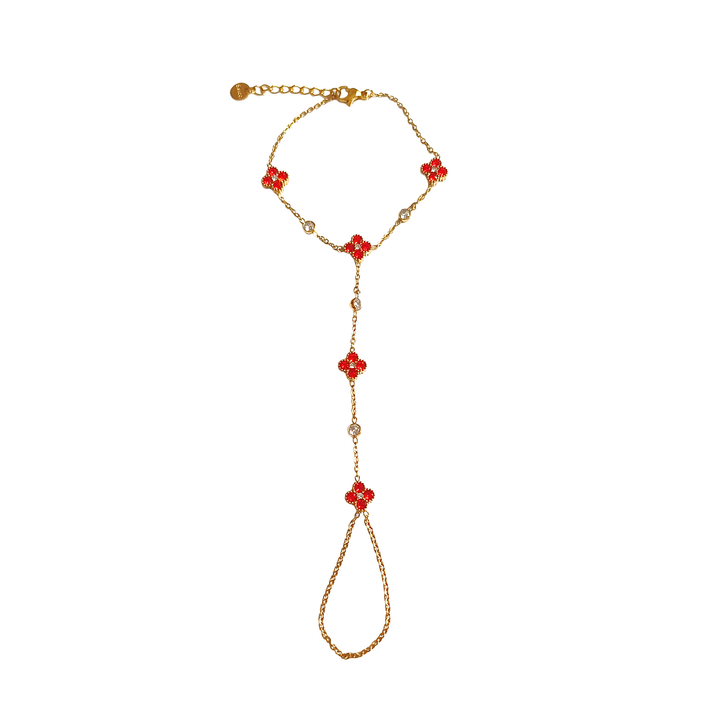 Chaine de main LOLA gold/rouge orangé